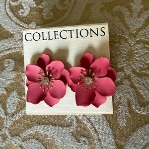 Pink Floral Statement Earrings